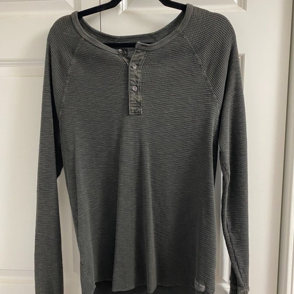 Lucky Brand Gray Rugby Long Sleeve Henley Top Men’s Size Large